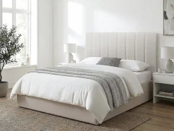 Habitat Et Jardin Tête de lit en tissu texturé "Val Thorens" Beige 140 cm