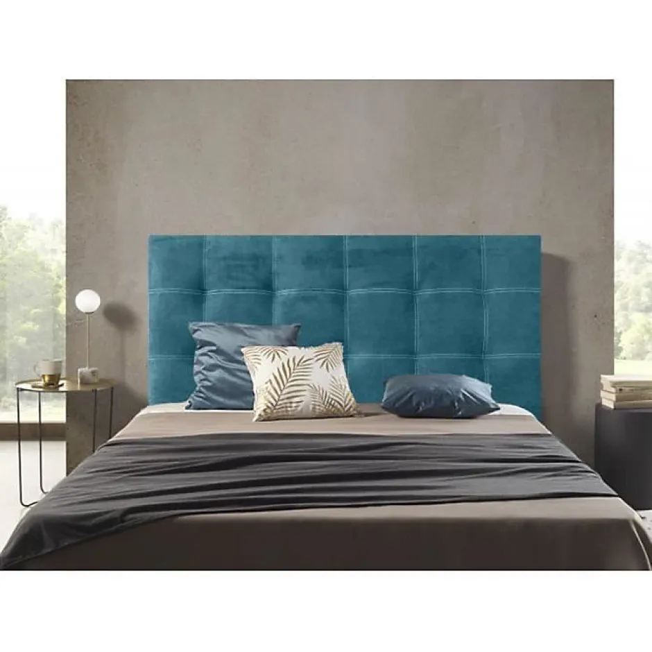 Eccox Tête de lit Iris en tissu turquoise 145