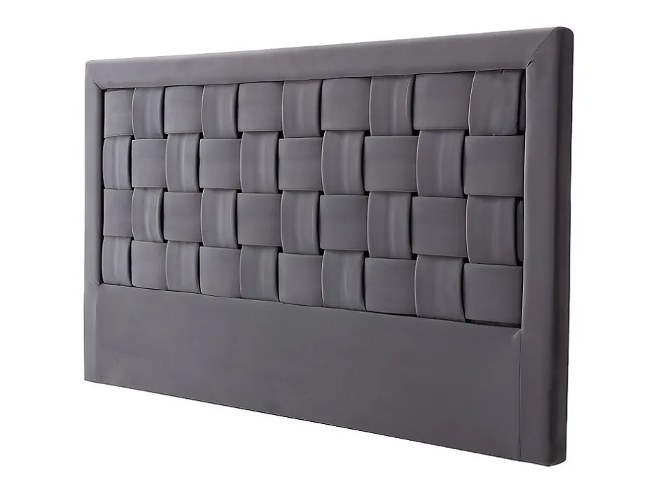 Vente-unique Tête de lit JENNA - 140 cm - Velours - Gris foncé