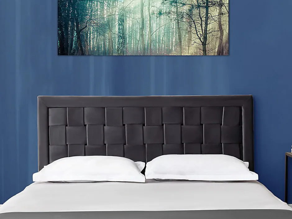 Vente-unique Tête de lit JENNA - 140 cm - Velours - Gris foncé