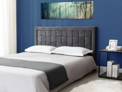 Vente-unique Tête de lit JENNA - 140 cm - Velours - Gris foncé