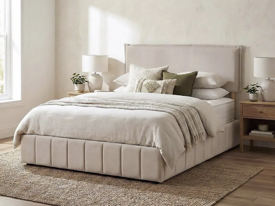 Habitat Et Jardin Tête de lit "Jessica" en lin 140 cm Beige
