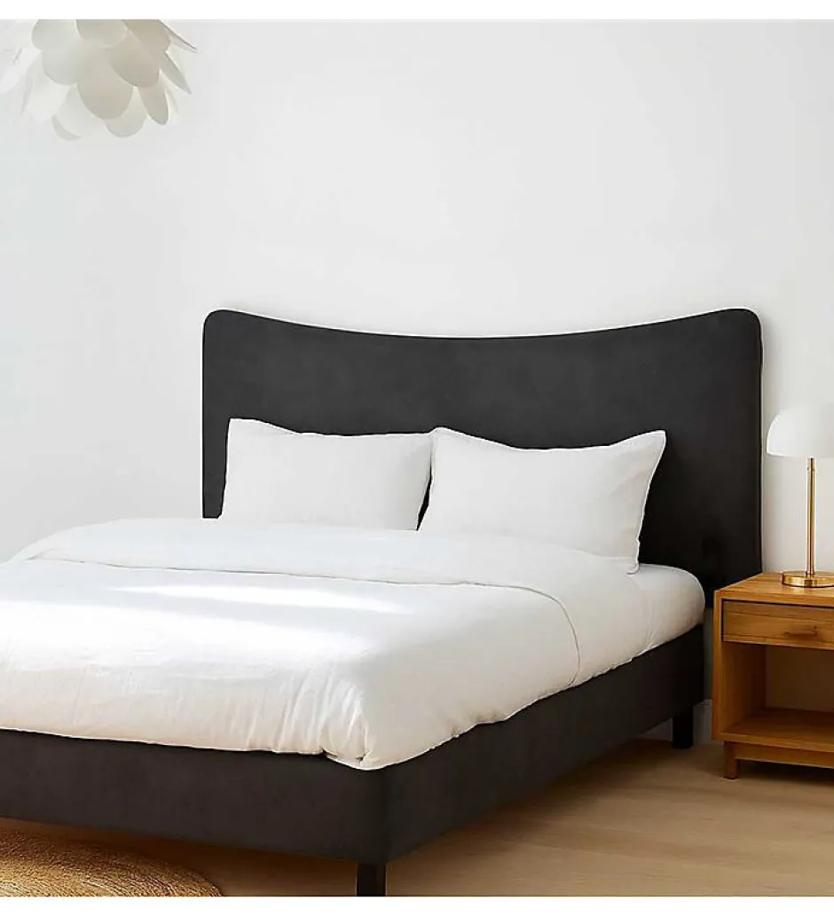 Pro Et Discount Tête de lit largeur 180 x 110 cm velours alcantara Gris Outlet