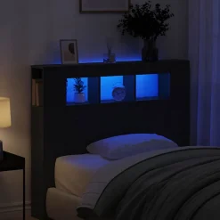 Vidaxl Tête de lit LED avec étagère Chêne noir 120 x 18,5 x 103,5 cm Discount