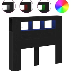 Vidaxl Tête de lit LED avec étagère Chêne noir 120 x 18,5 x 103,5 cm Discount