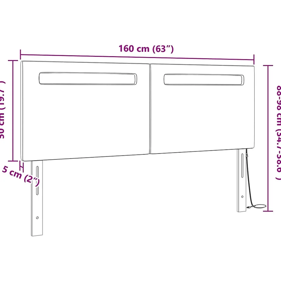 Vidaxl Tête de lit LED Blanc 160 cm Cuir synthétique Outlet