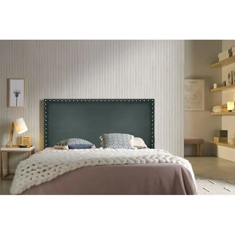 Eccox Tête de lit Lily en similicuir gris 90
