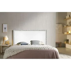 Eccox Tête de lit Lily en similicuir blanc 90