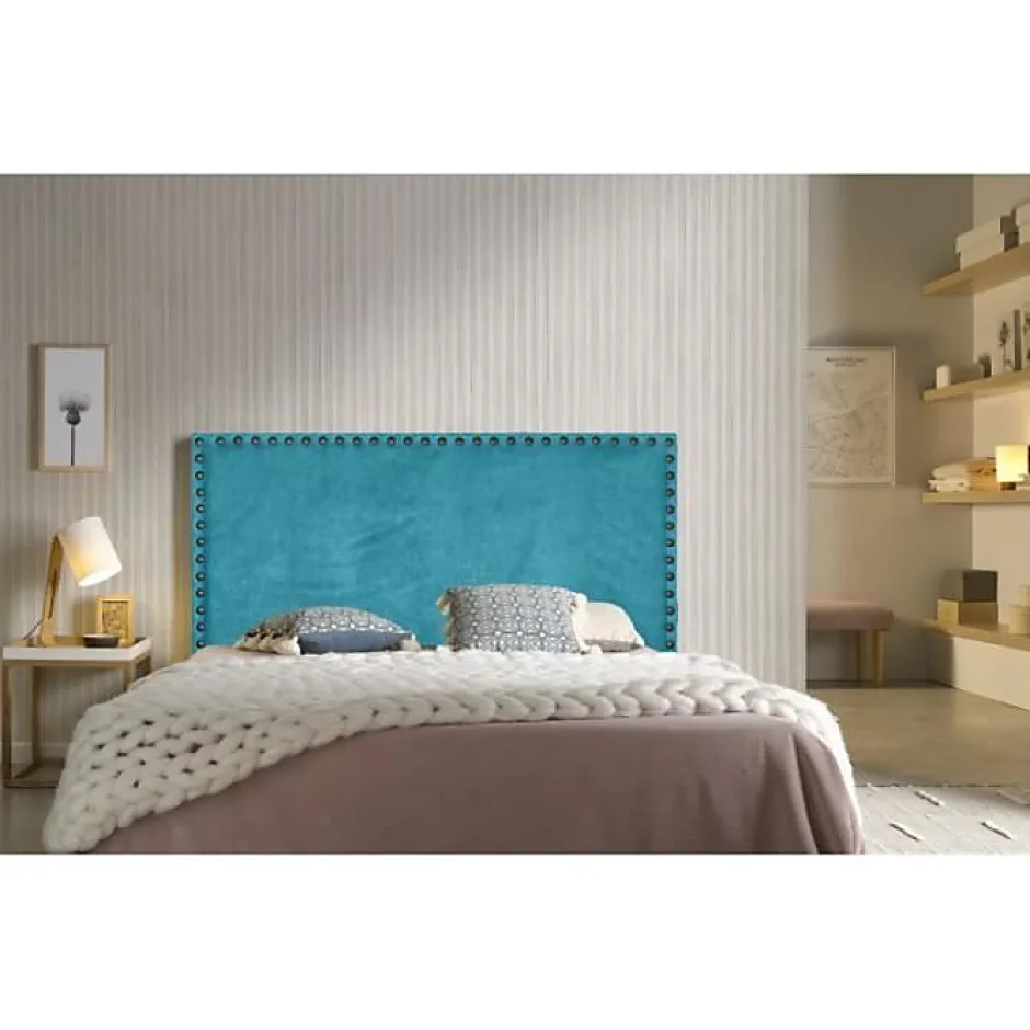 Eccox Tête de lit Lily en tissu turquoise 100