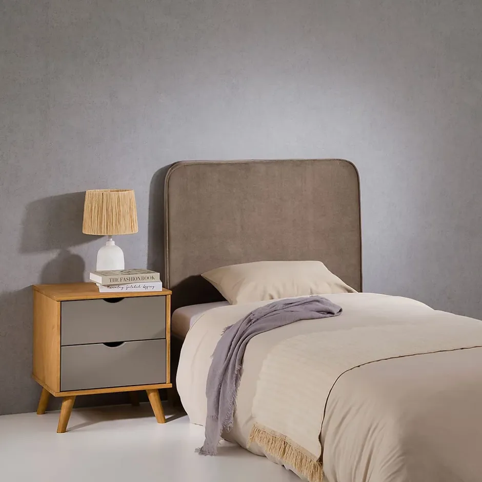 Idimex Tête de lit LUNAR 90 avec fixation murale, en tissu - Grège Clearance