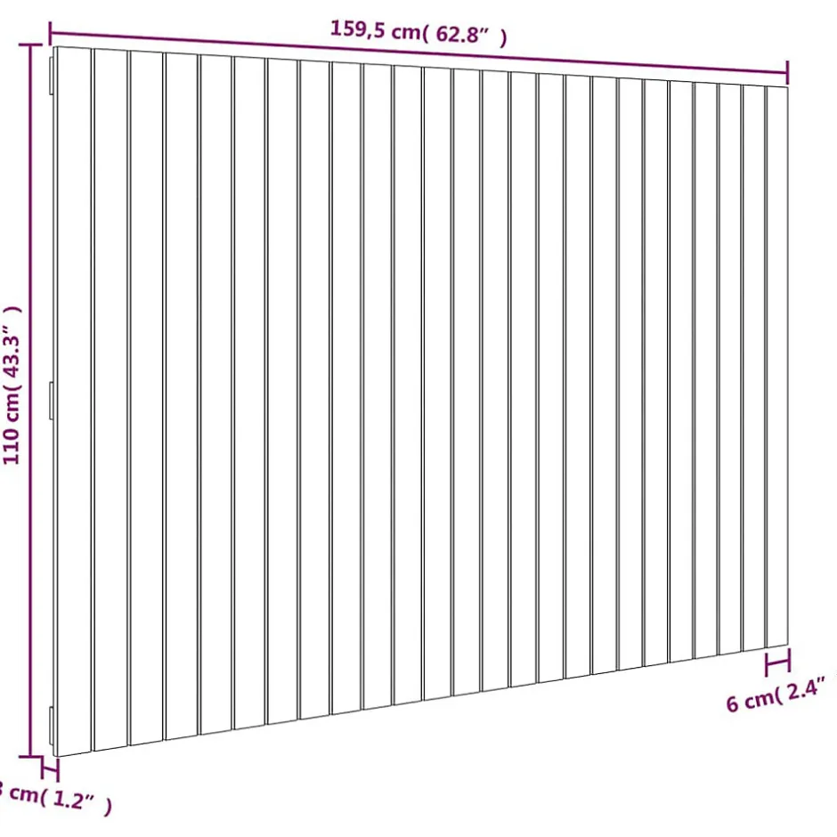 Vidaxl Tête de lit murale Blanc 159,5x3x110 cm Bois massif de pin