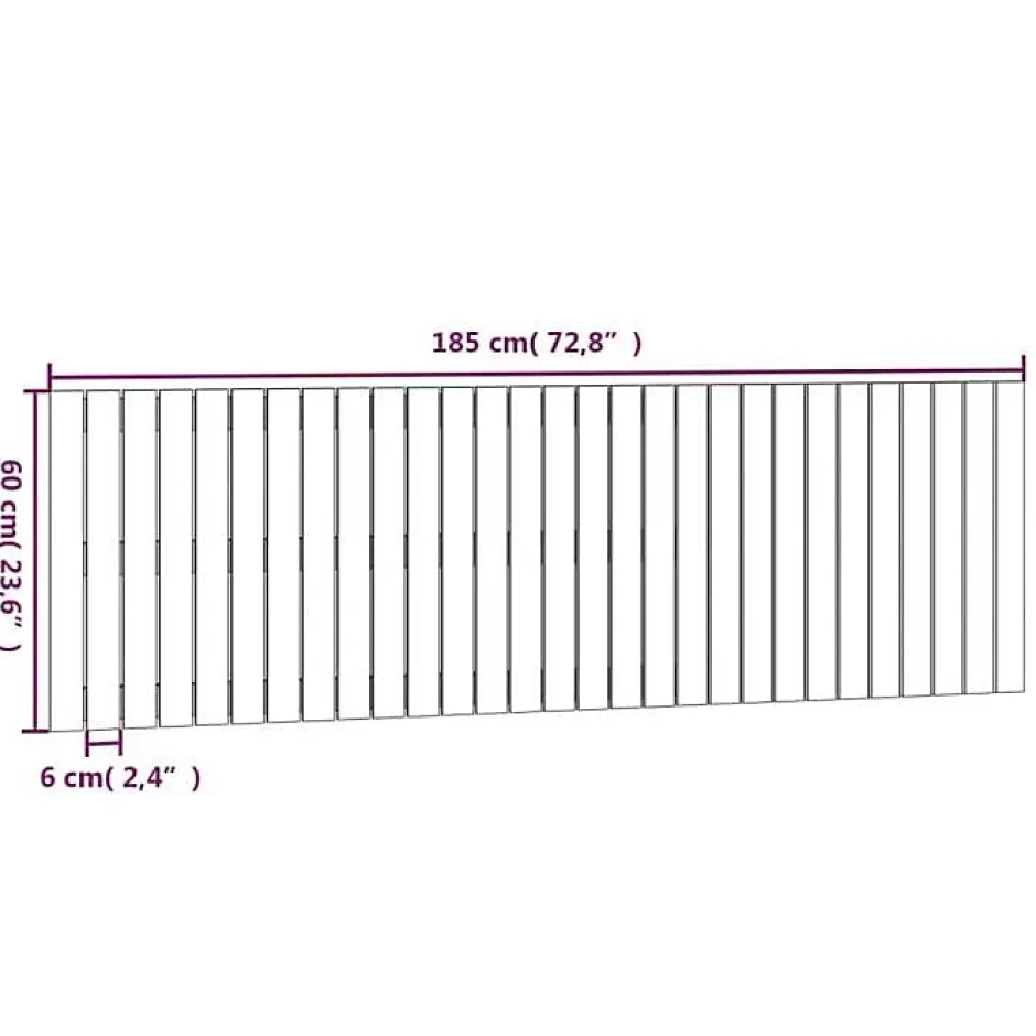 Vidaxl Tête de lit murale Gris 185x3x60 cm Bois massif de pin Discount