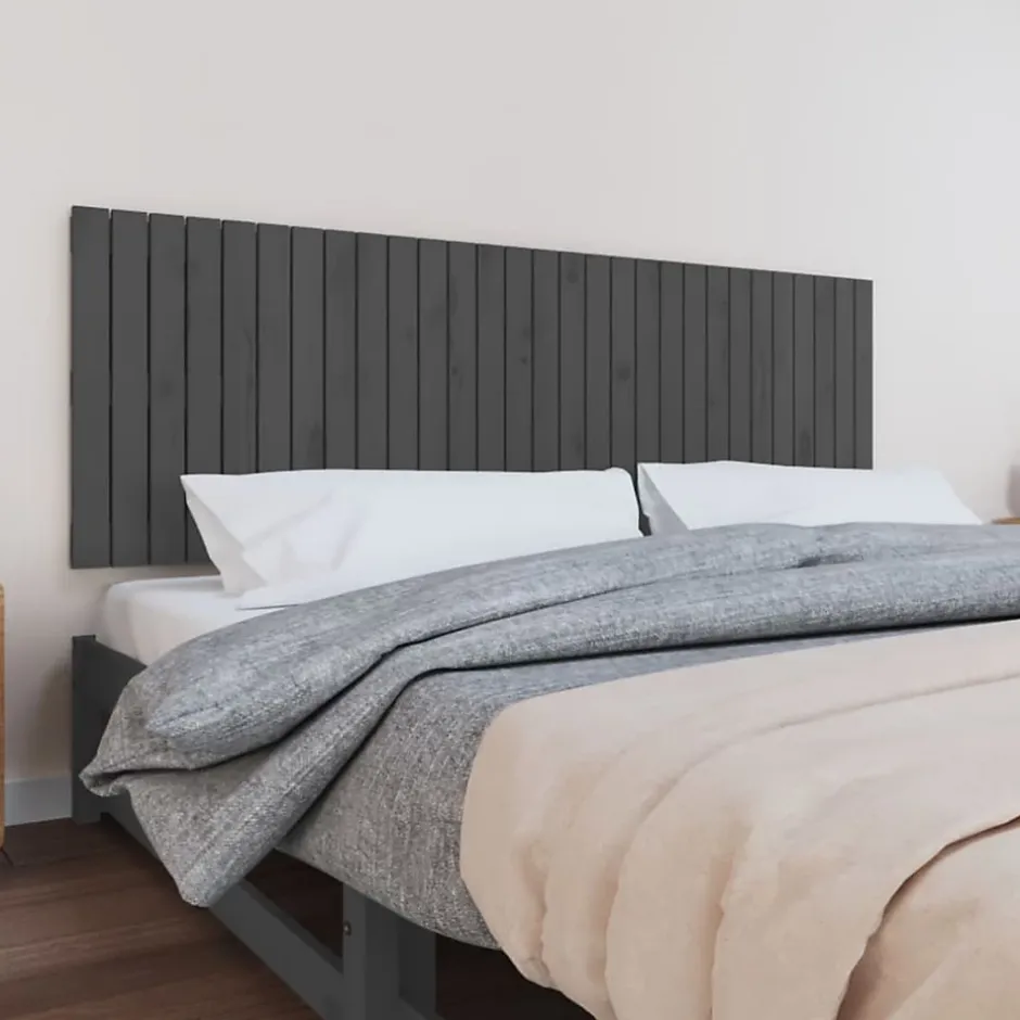 Vidaxl Tête de lit murale Gris 185x3x60 cm Bois massif de pin Discount