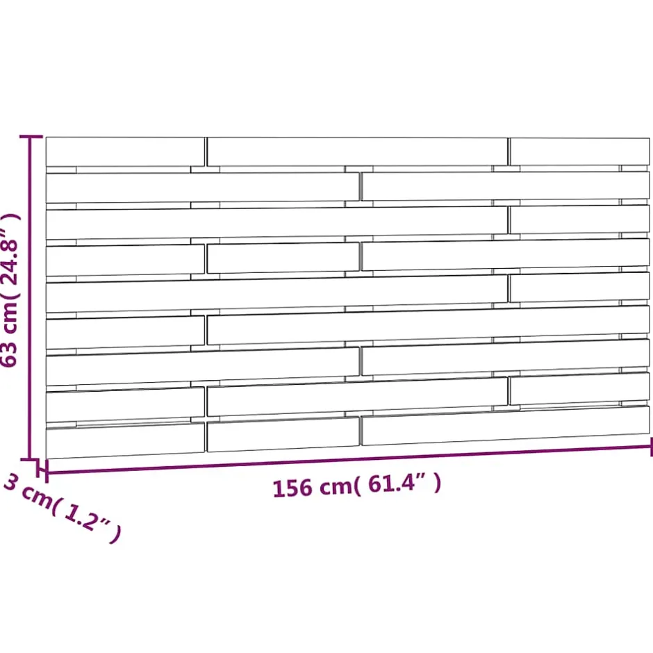 Vidaxl Tête de lit murale Gris 156x3x63 cm Bois massif de pin Clearance