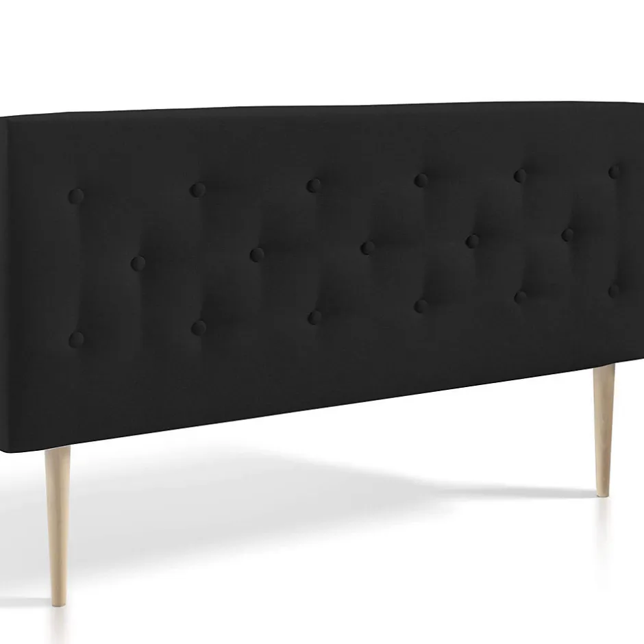 Vs Venta-Stock Tête de lit Oslo 150x100 cm, capitonnée Tissu Anthracite, Épaisseur de 8 cm