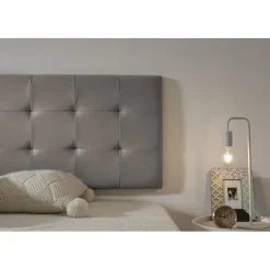 Eccox Tête de lit pour 120 lits Capitone Similicuir Check 152 x 57 x 5 cm Rembourrage en mousse et renfort de dossier Couleur Gris. ECCO