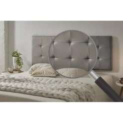 Eccox Tête de lit pour 120 lits Capitone Similicuir Check 152 x 57 x 5 cm Rembourrage en mousse et renfort de dossier Couleur Gris. ECCO