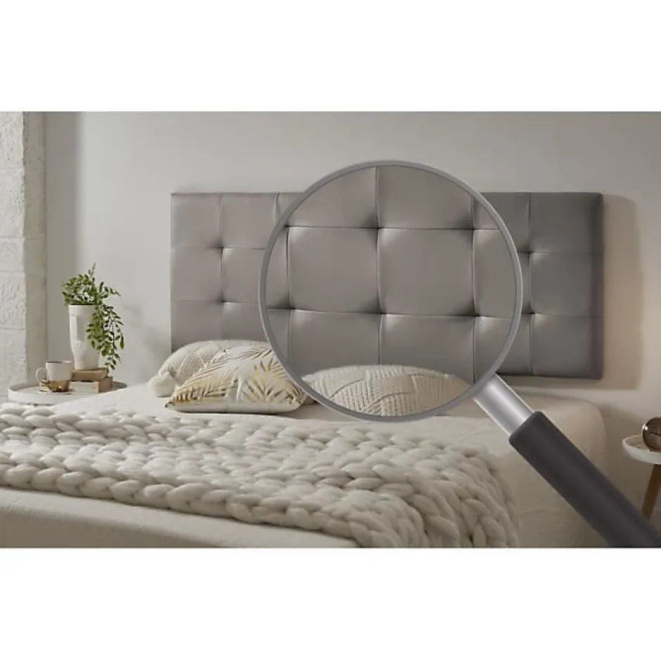 Eccox Tête de lit pour 120 lits Capitone Similicuir Check 152 x 57 x 5 cm Rembourrage en mousse et renfort de dossier Couleur Gris. ECCO