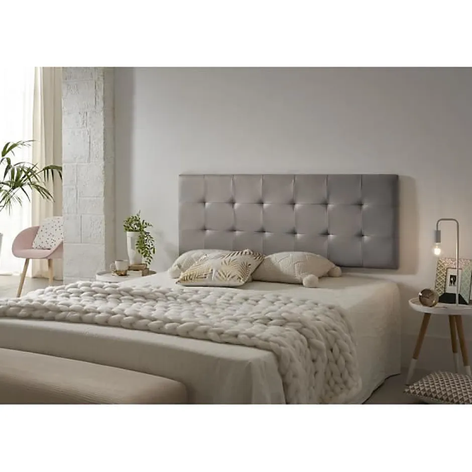 Eccox Tête de lit pour lit de 110 carrés en similicuir Capitone 112 x 57 x 5 cm Gris. Outlet