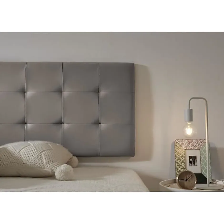 Eccox Tête de lit pour lit de 110 carrés en similicuir Capitone 112 x 57 x 5 cm Gris. Outlet