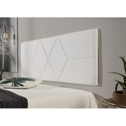 Eccox Tête de lit pour lit de 120 Deux diamants en similicuir 152 x 57 x 5 cm Rembourrage en mousse Couleur Blanc. Best
