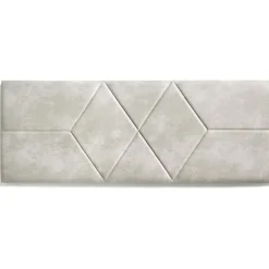 Eccox Tête de lit pour lit de 120 Deux Diamants de Tissu Anti-Tache 152 x 57 x 5 cm Couleur Blanc Gris Effet Granit.