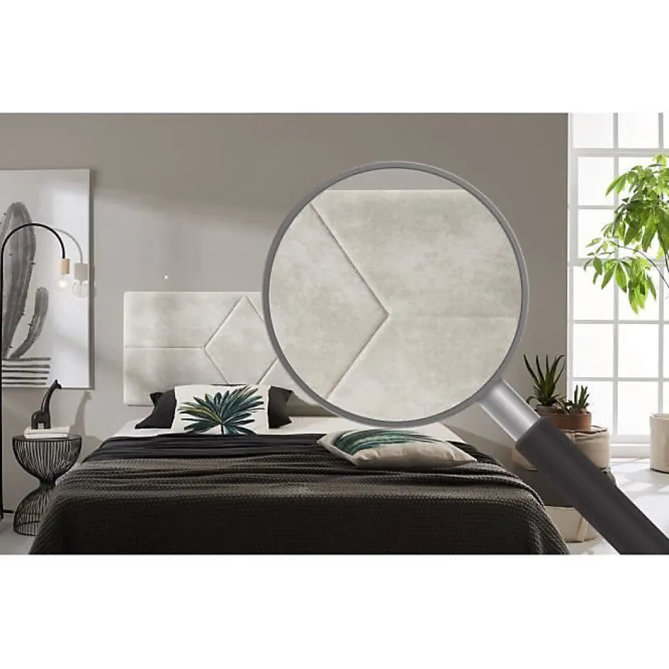 Eccox Tête de lit pour lit de 120 Deux Diamants de Tissu Anti-Tache 152 x 57 x 5 cm Couleur Blanc Gris Effet Granit.
