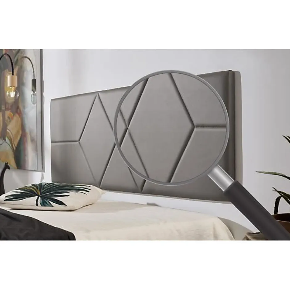 Eccox Tête de lit pour lit de 100 Deux diamants en similicuir 112 x 57 x 5 cm Rembourrage en mousse Couleur Gris.