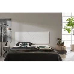 Eccox Tête de lit pour lit de 105 Deux diamants en similicuir 112 x 57 x 5 cm Rembourrage en mousse Couleur Blanc.