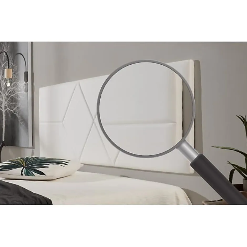 Eccox Tête de lit pour lit de 105 Deux diamants en similicuir 112 x 57 x 5 cm Rembourrage en mousse Couleur Blanc.