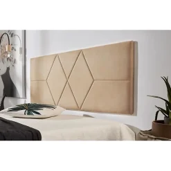 Eccox Tête de lit pour lit de 80 Deux Diamants de Tissu Anti-Tache 112 x 57 x 5 cm Couleur Camel Clair.