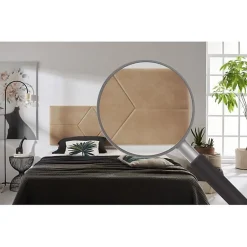 Eccox Tête de lit pour lit de 80 Deux Diamants de Tissu Anti-Tache 112 x 57 x 5 cm Couleur Camel Clair.