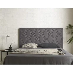 Eccox Tête de lit Rubi gris pour lit 135 en similicuir 154x115x8.
