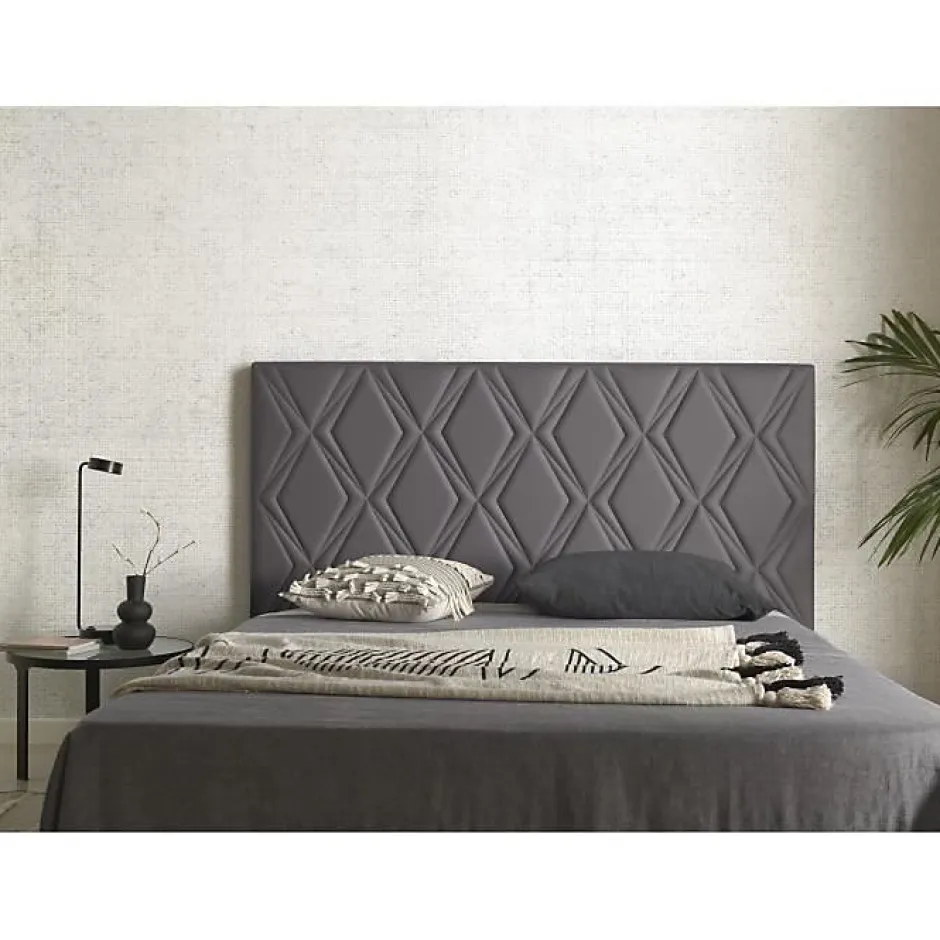Eccox Tête de lit Rubi gris pour lit 135 en similicuir 154x115x8.