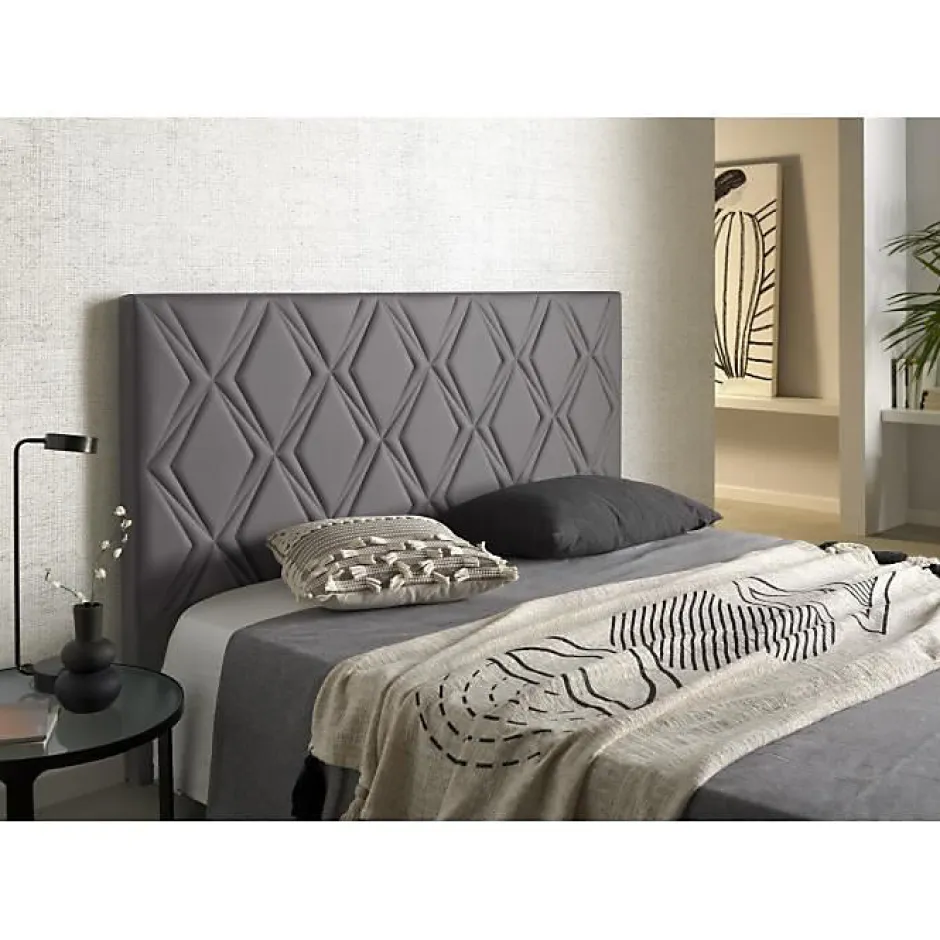 Eccox Tête de lit Rubi gris pour lit 135 en similicuir 154x115x8.