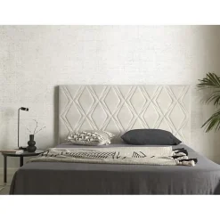 Eccox Tête de lit Rubi pour lit 105 en tissu gris blanc 115x115x8.