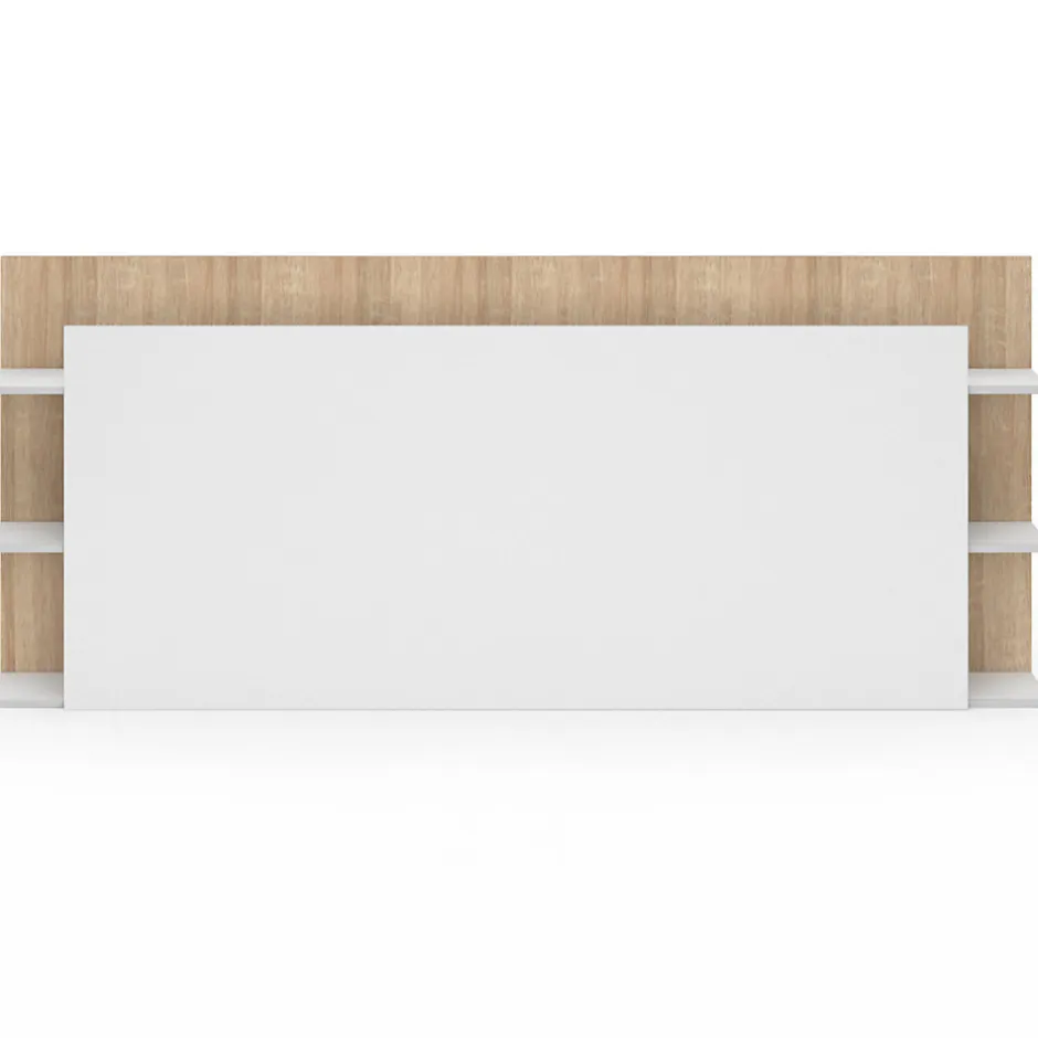 IDMarket Tête de lit sur pied CIRI pour lit 140 et 160 cm avec rangements blanc et bois