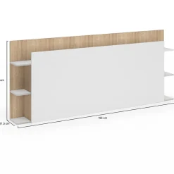 IDMarket Tête de lit sur pied CIRI pour lit 140 et 160 cm avec rangements blanc et bois
