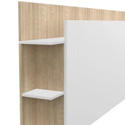 IDMarket Tête de lit sur pied CIRI pour lit 140 et 160 cm avec rangements blanc et bois