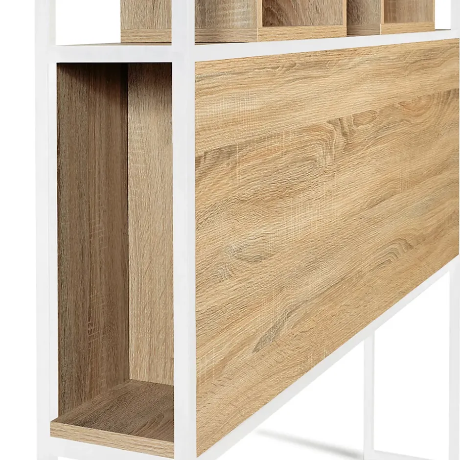 IDMarket Tête de lit sur pied DETROIT 145 cm bois et métal blanc design industriel