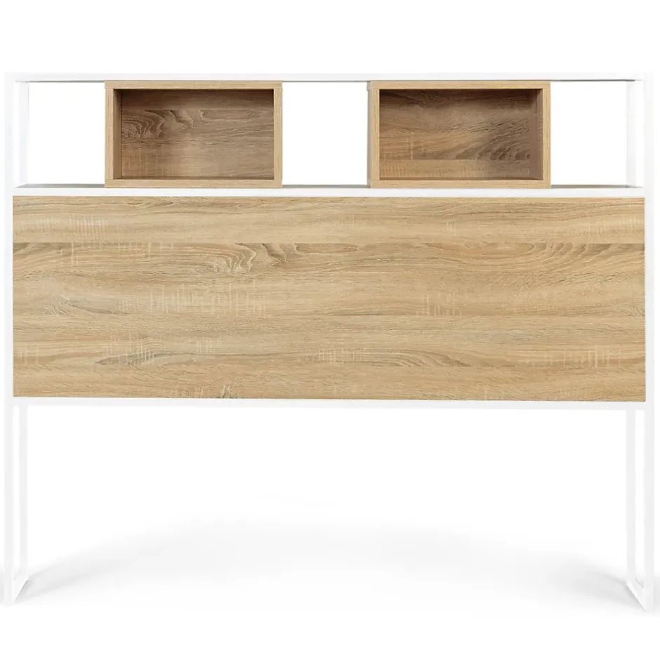 IDMarket Tête de lit sur pied DETROIT 145 cm bois et métal blanc design industriel