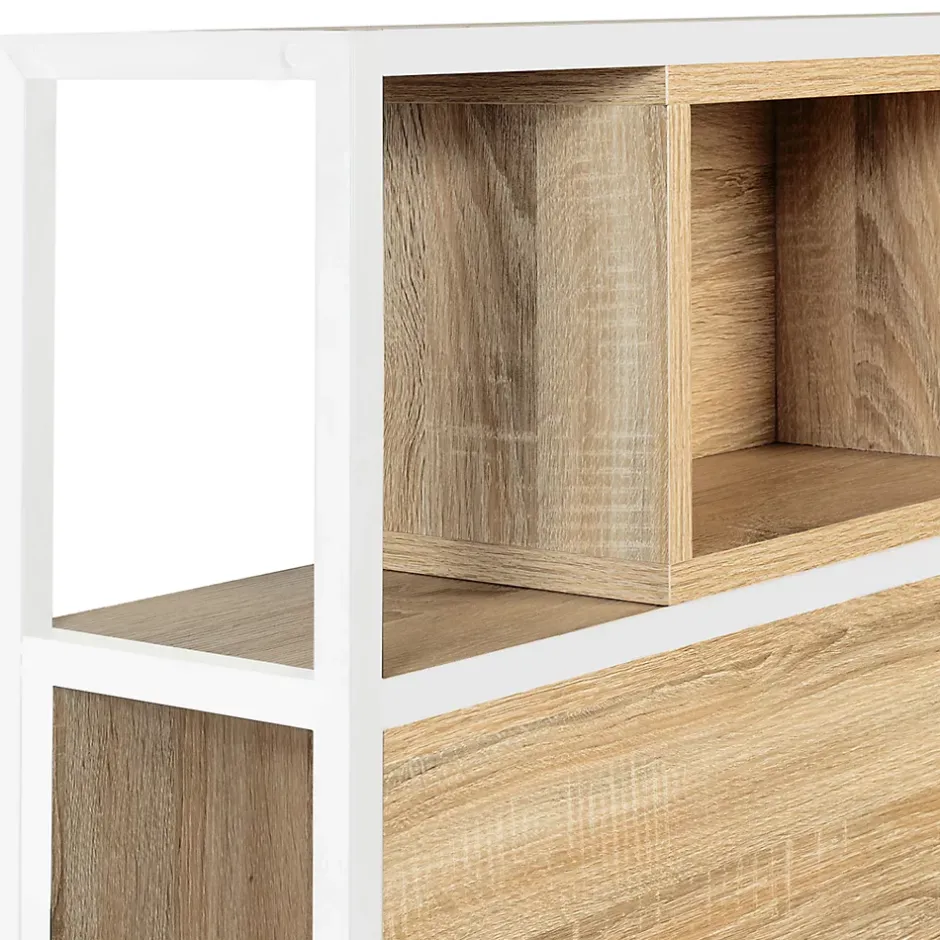 IDMarket Tête de lit sur pied DETROIT 145 cm bois et métal blanc design industriel