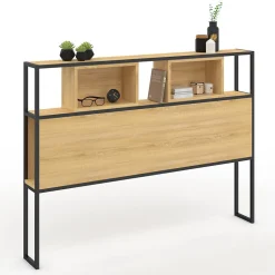 IDMarket Tête de lit sur pied DETROIT 165 cm bois et métal noir design industriel