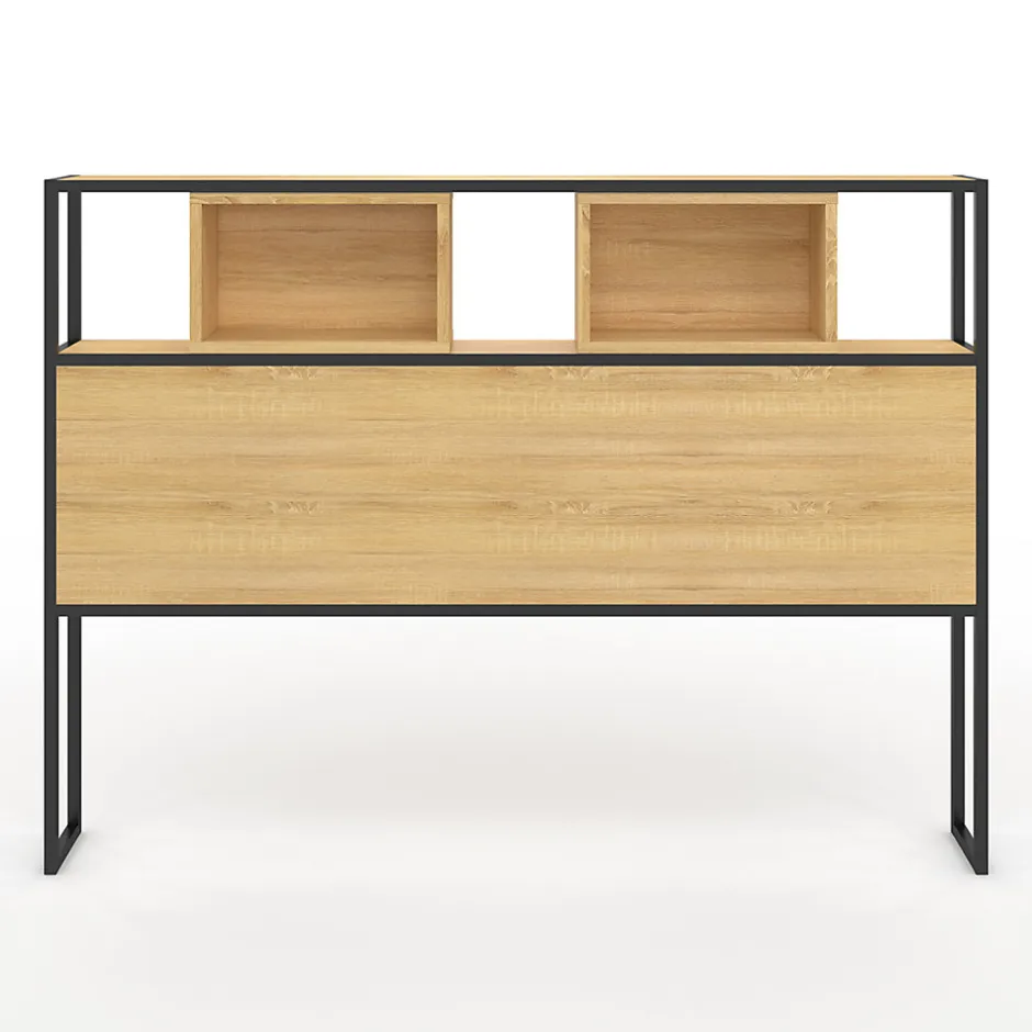 IDMarket Tête de lit sur pied DETROIT 165 cm bois et métal noir design industriel