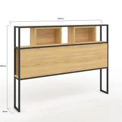 IDMarket Tête de lit sur pied DETROIT 165 cm bois et métal noir design industriel