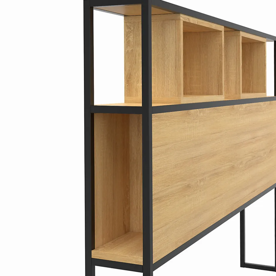 IDMarket Tête de lit sur pied DETROIT 165 cm bois et métal noir design industriel