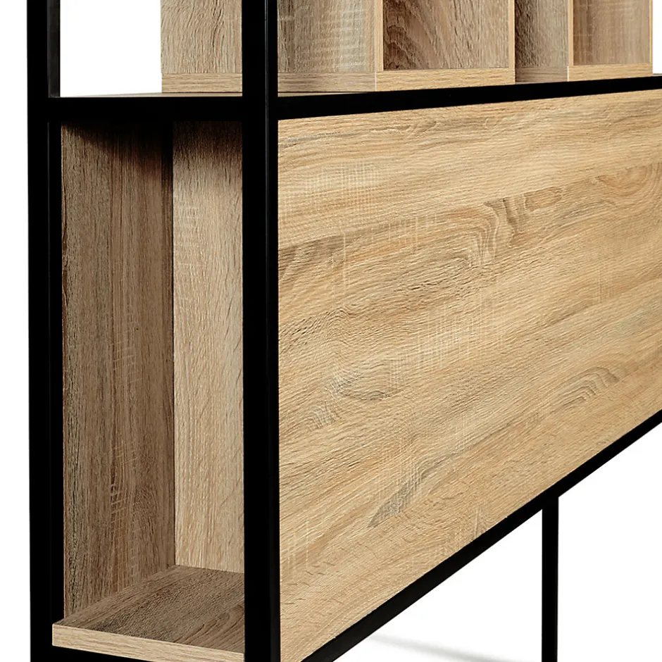 IDMarket Tête de lit sur pied DETROIT 145 cm bois et métal noir design industriel