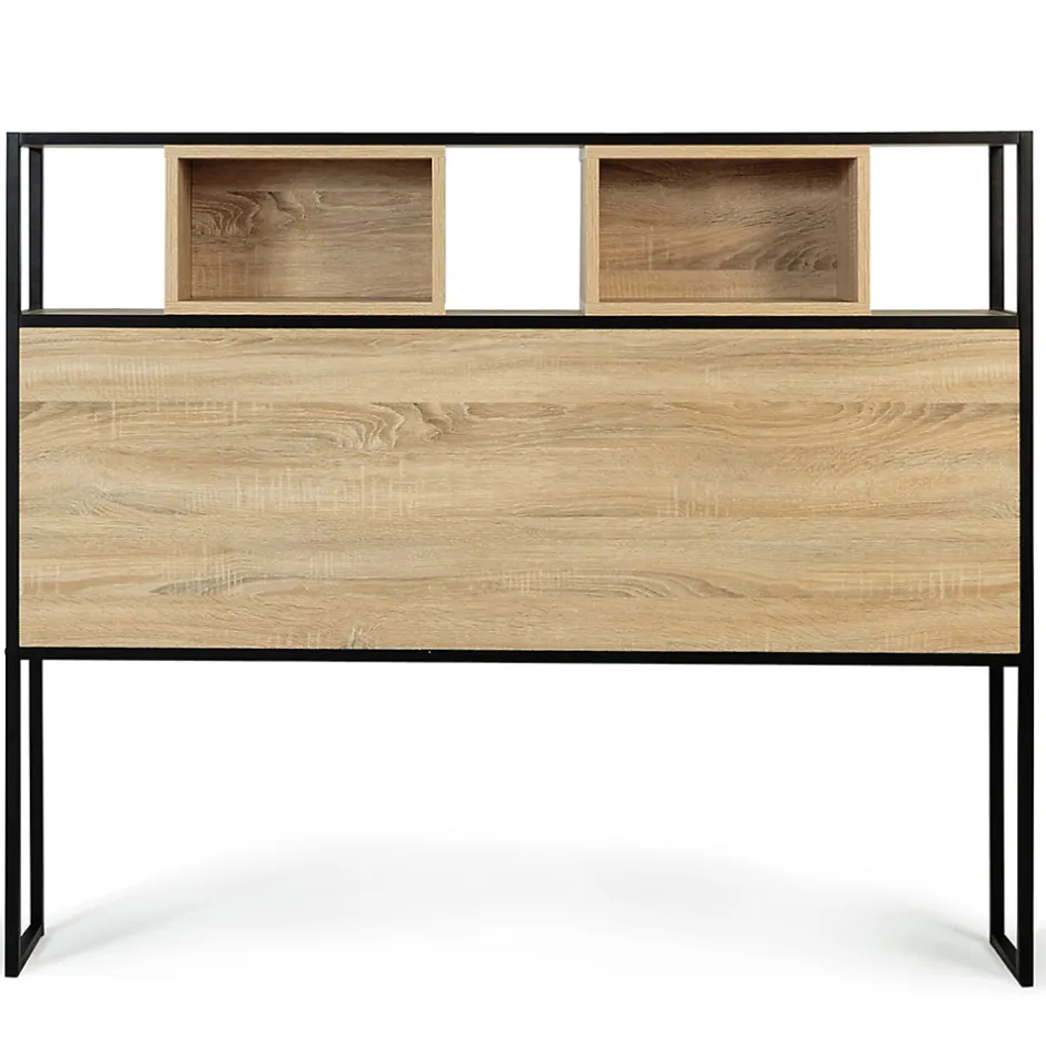 IDMarket Tête de lit sur pied DETROIT 145 cm bois et métal noir design industriel