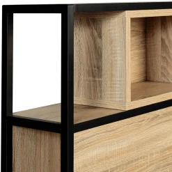 IDMarket Tête de lit sur pied DETROIT 145 cm bois et métal noir design industriel