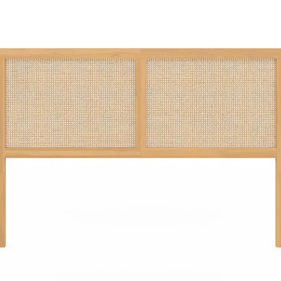 IDMarket Tête de lit sur pied EDHEN 160 cm cannage et bois